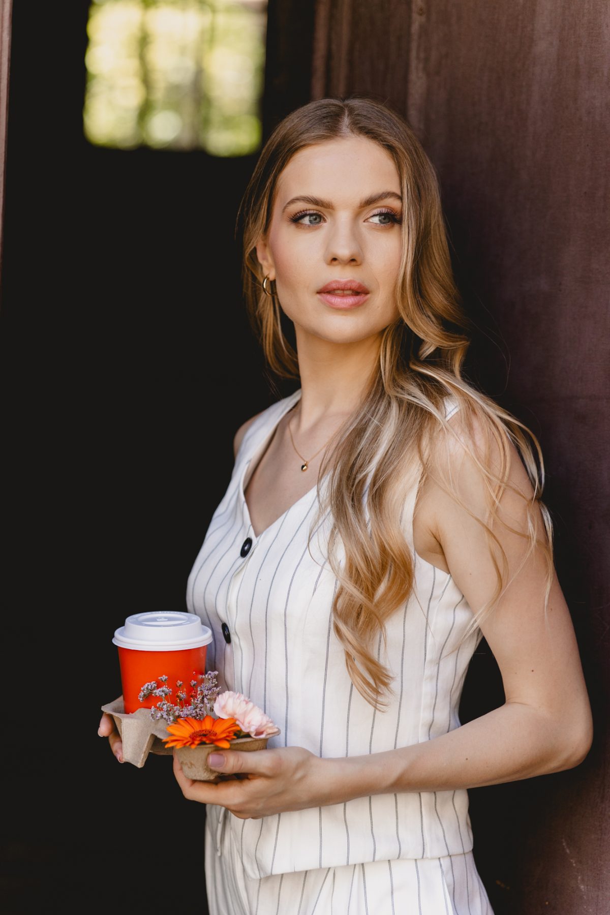 Kamizelka Lina ecru w paski