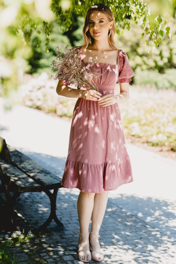Sukienka Liliana Muślinowa Dusty Rose