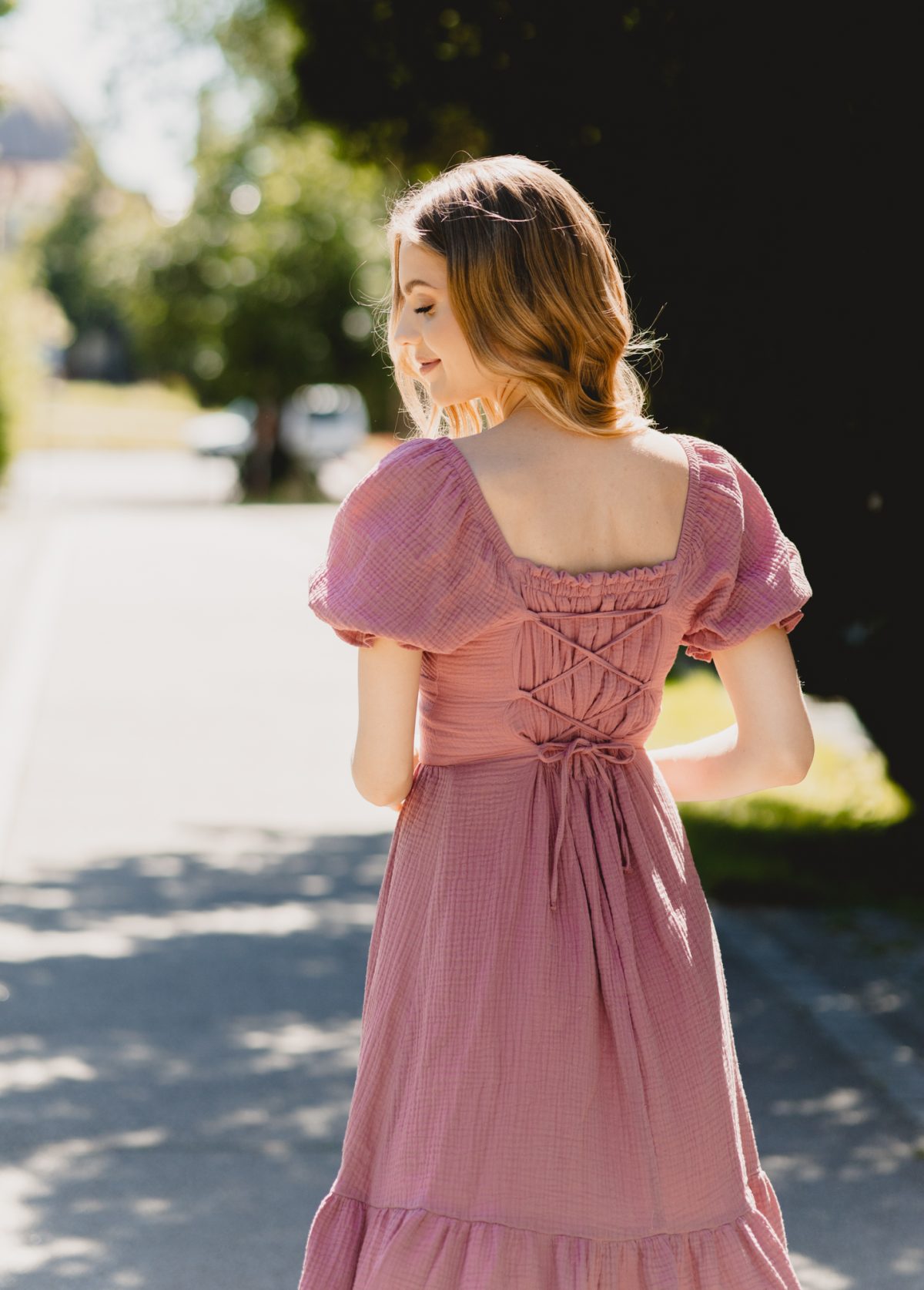 Sukienka Liliana Muślinowa Dusty Rose