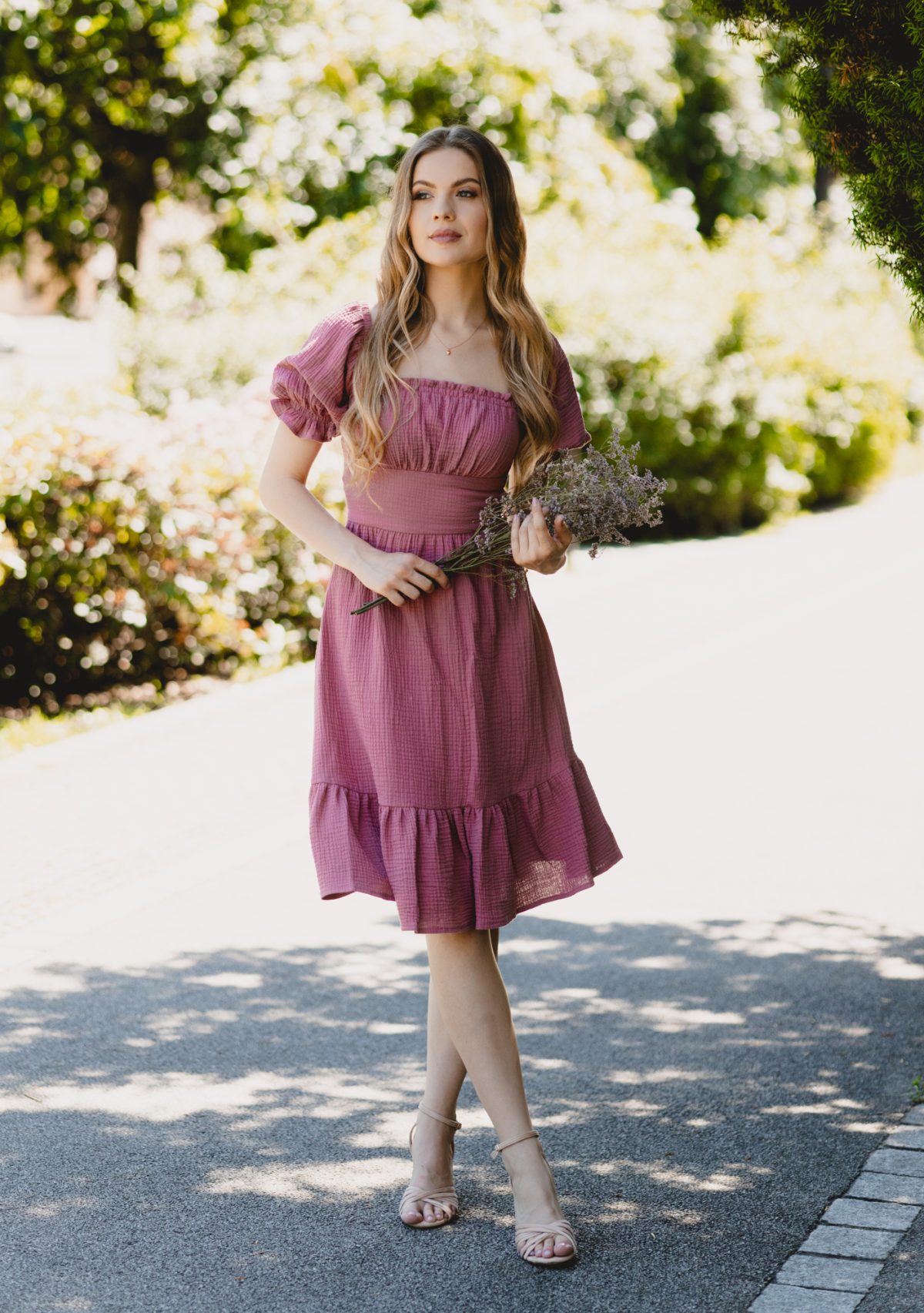Sukienka Liliana Muślinowa Dusty Rose