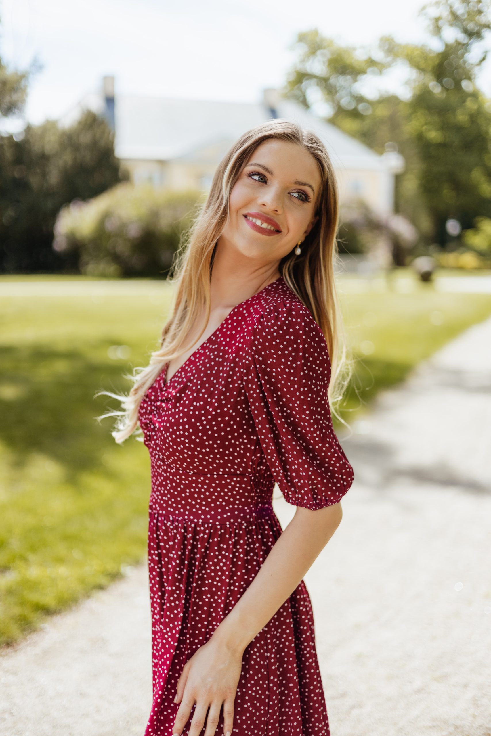 Aline wiśniowa w groszki - obrazek 4