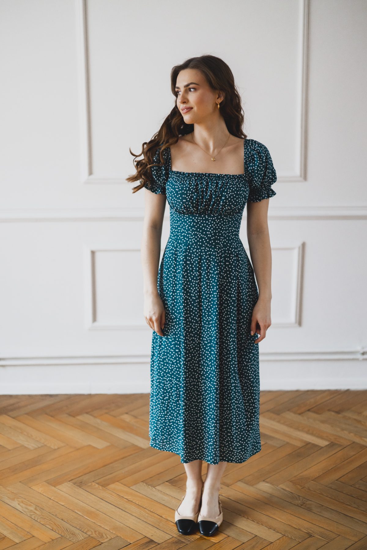 Sukienka Suzanne petrol dots