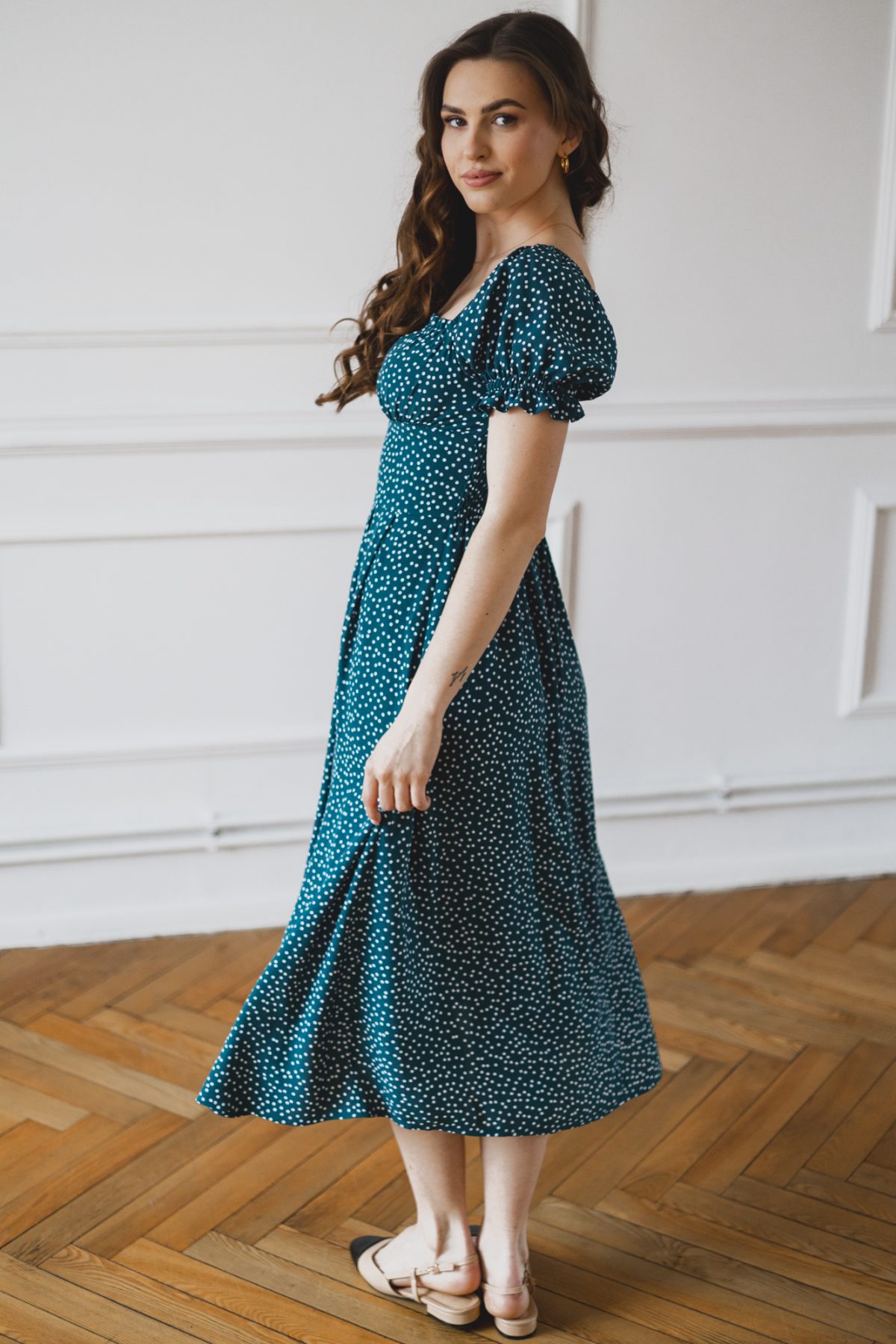 Sukienka Suzanne petrol dots