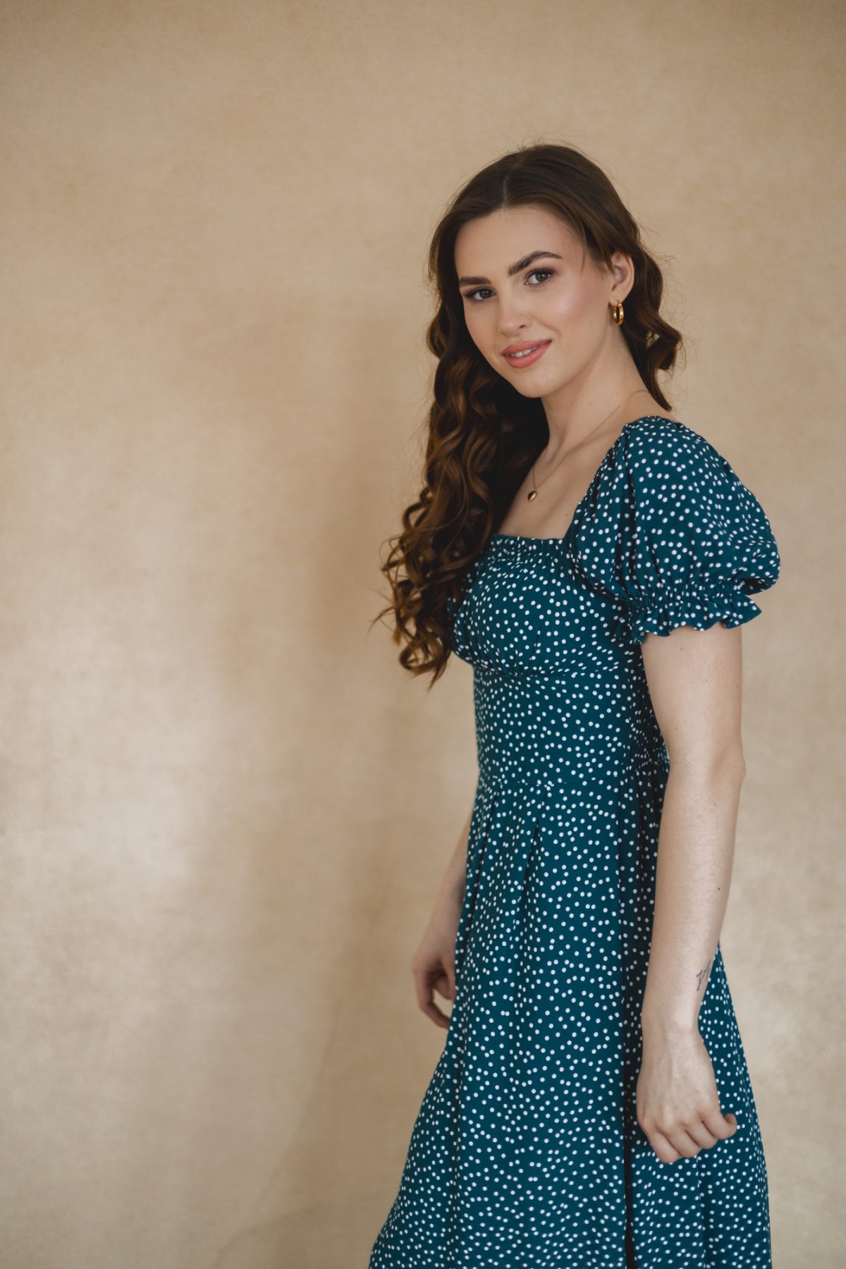 Sukienka Suzanne petrol dots